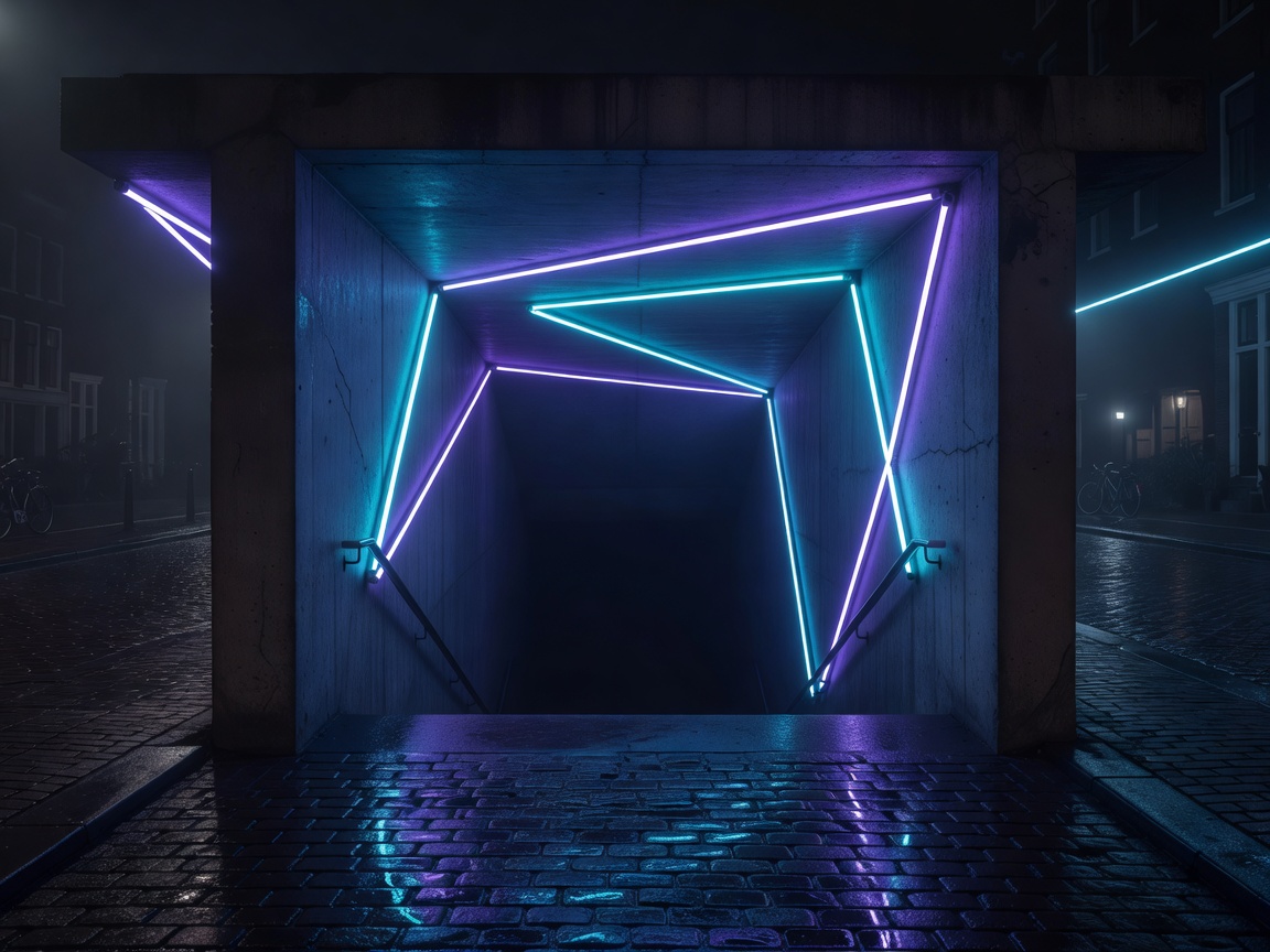 Shelter Amsterdam subterranean vault dancefloor with neon lights